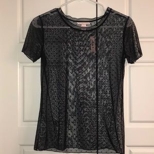 Sheer black short sleeve shirt/ Victoria’s Secret
